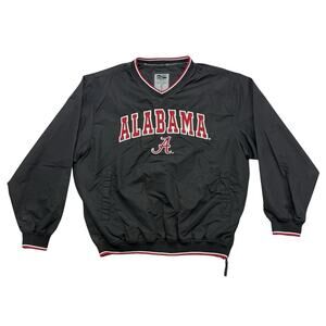 Alabama Crimson Tide Jacket Mens Large L Black Windbreaker Pullover V Neck